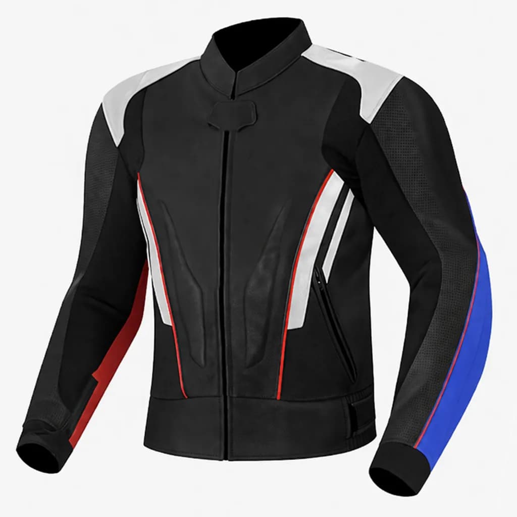 Crimson Axis Motorcycle Leather Jacket front view