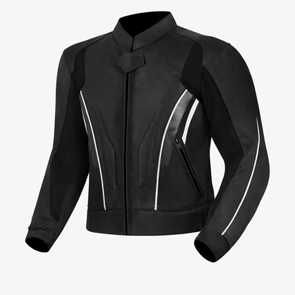Shadow Lume Motorcycle Leather Jacket front view