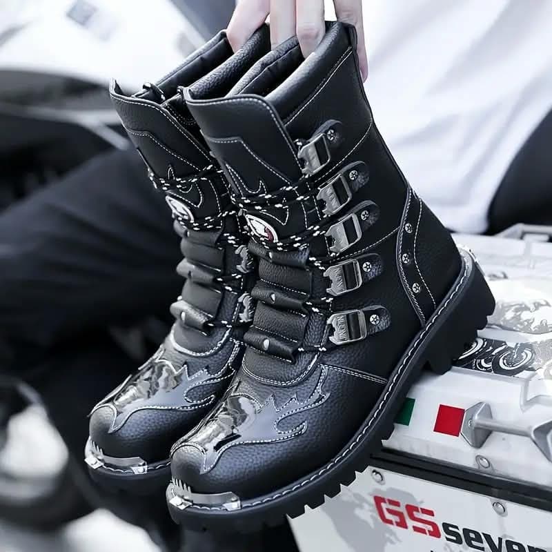 Iron Rider Five-Buckle Biker Boots