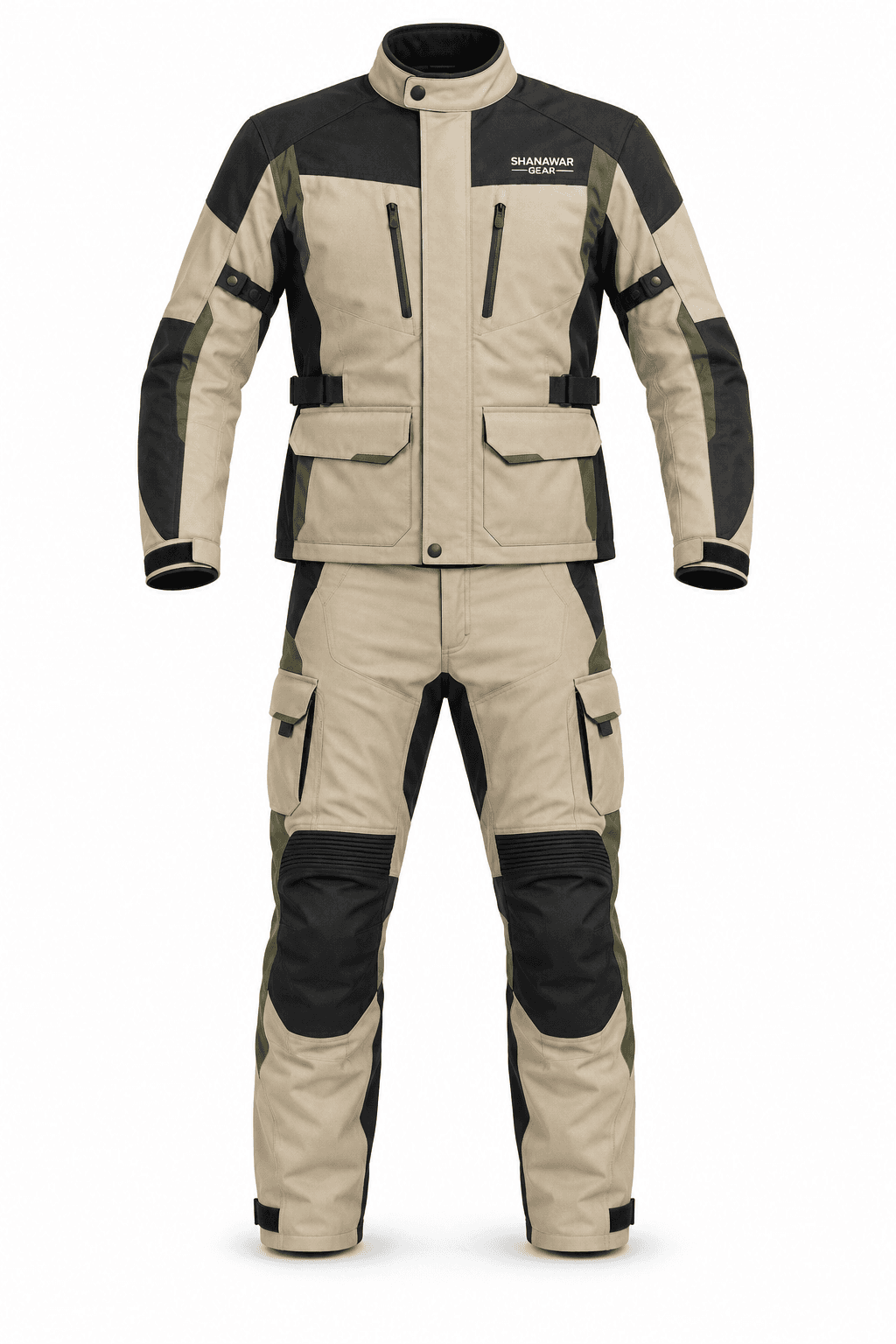 Shanawar Gear Horizon Two-Piece Textile Motorcycle Suit – Sand & Black