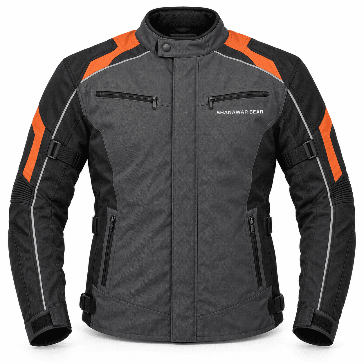 Shanawar Gear Horizon Textile Motorcycle Jacket – Grey & Orange
